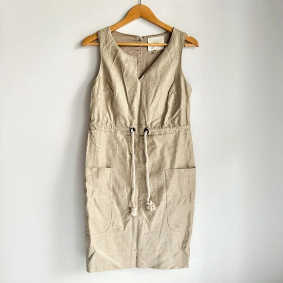 Maeve Flaxen Canvas Metallic Finish Sleeveless Patch Pocket Dress 2 - Picture 2 of 6